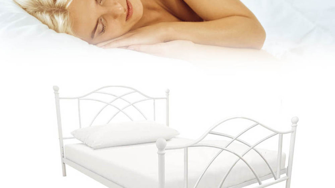 Timeless Tools Lotti fém ágykeret ajándék ágyráccsal, több méretben és színben-Fehér 90x200 cm