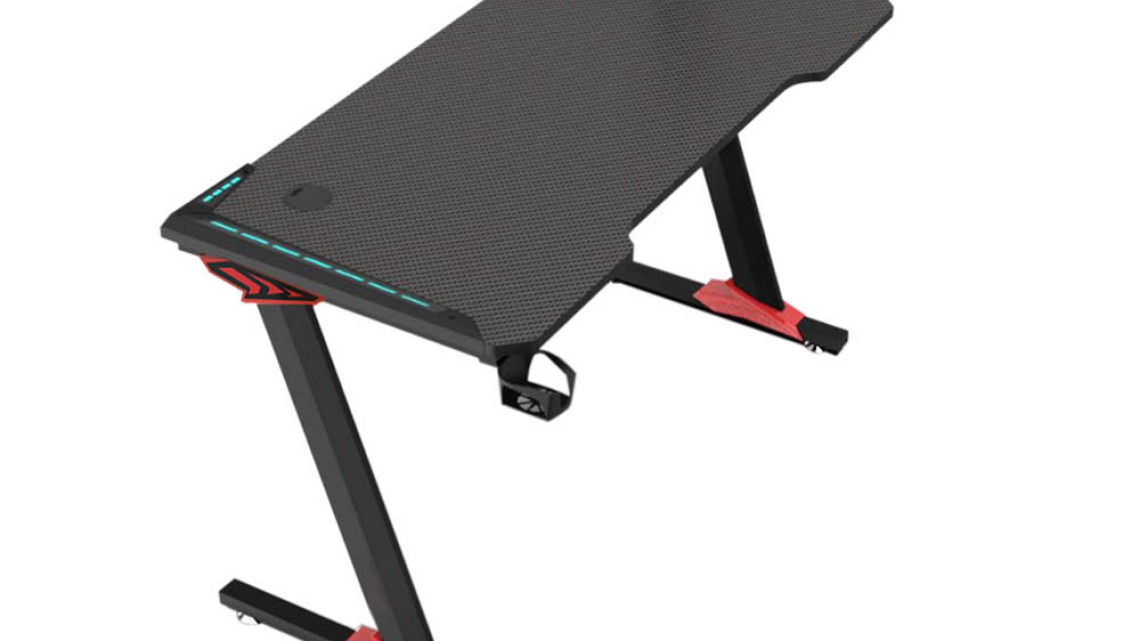 Timeless Tools Professzionális gamer asztal karbonszálas bevonattal, LED világítással