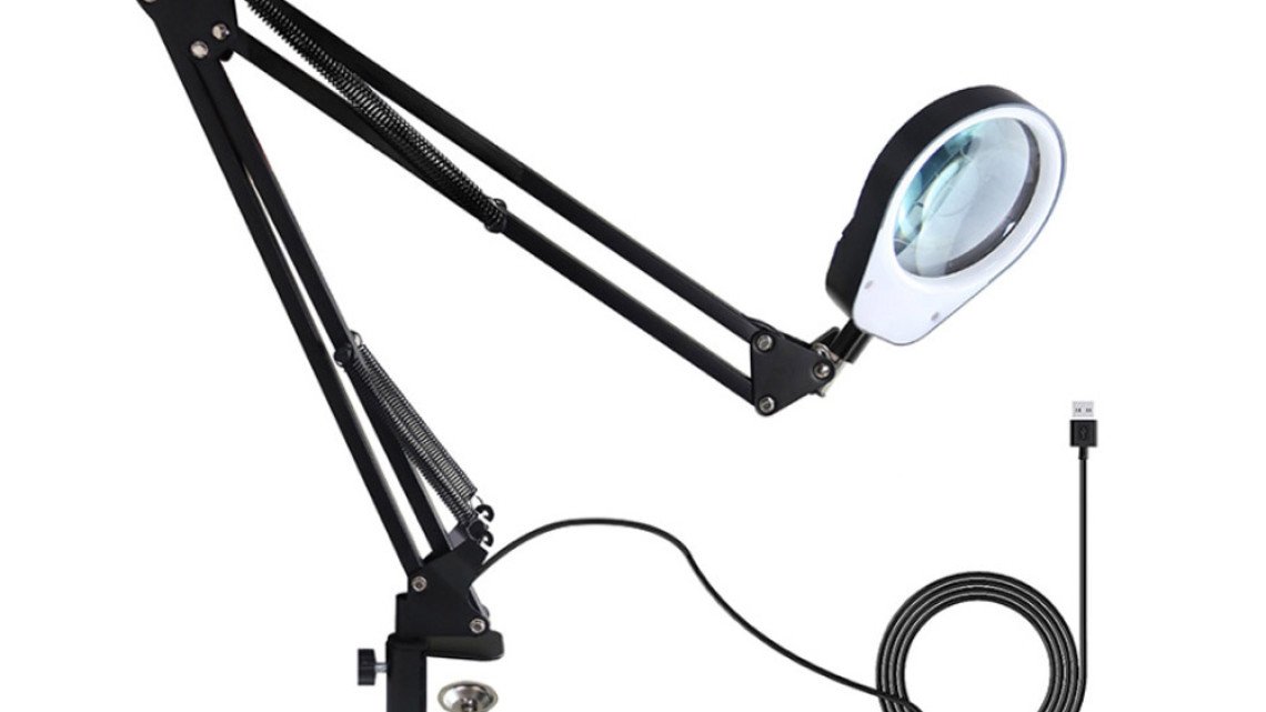 Timeless Tools Asztalra szerelhető, 2 lencsés, LED-es nagyító